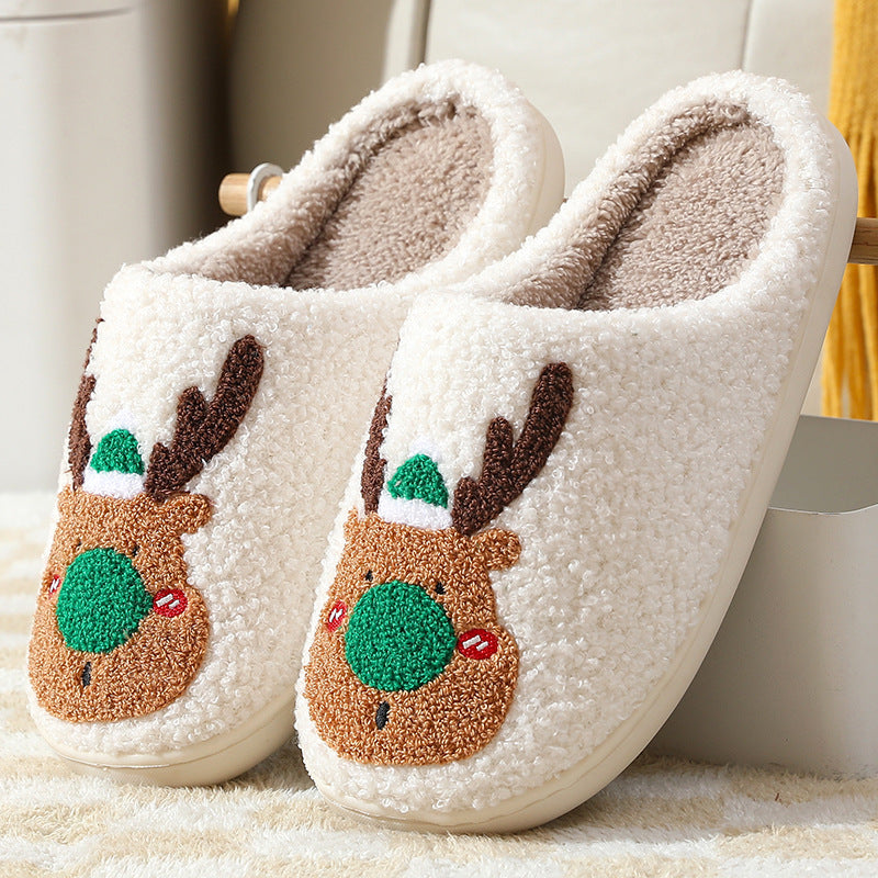 Cozy Christmas Elk Slippers - Soft Winter Home Slip-On Bedroom Shoes - GFMR TradeWorks