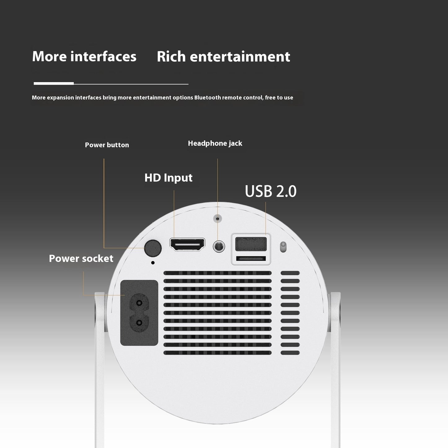 Compact Portable Projector – 180° Wide-Angle Auto-Focus Home Theater Cinema