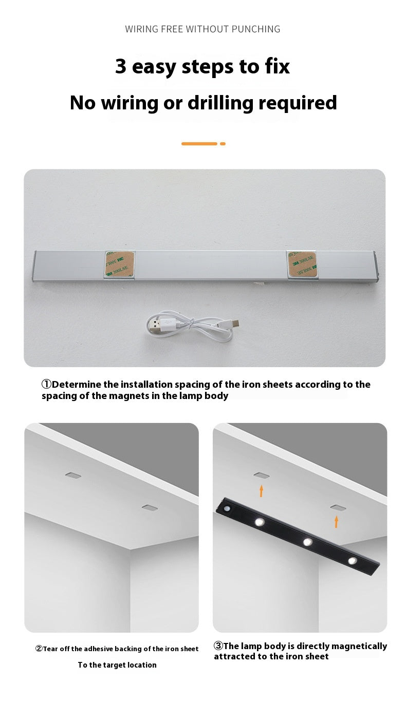 LED Motion Sensor Cabinet Light – Rechargeable, Wireless, Warm & White Light Modes