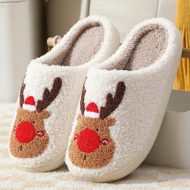 Cozy Christmas Elk Slippers - Soft Winter Home Slip-On Bedroom Shoes - GFMR TradeWorks