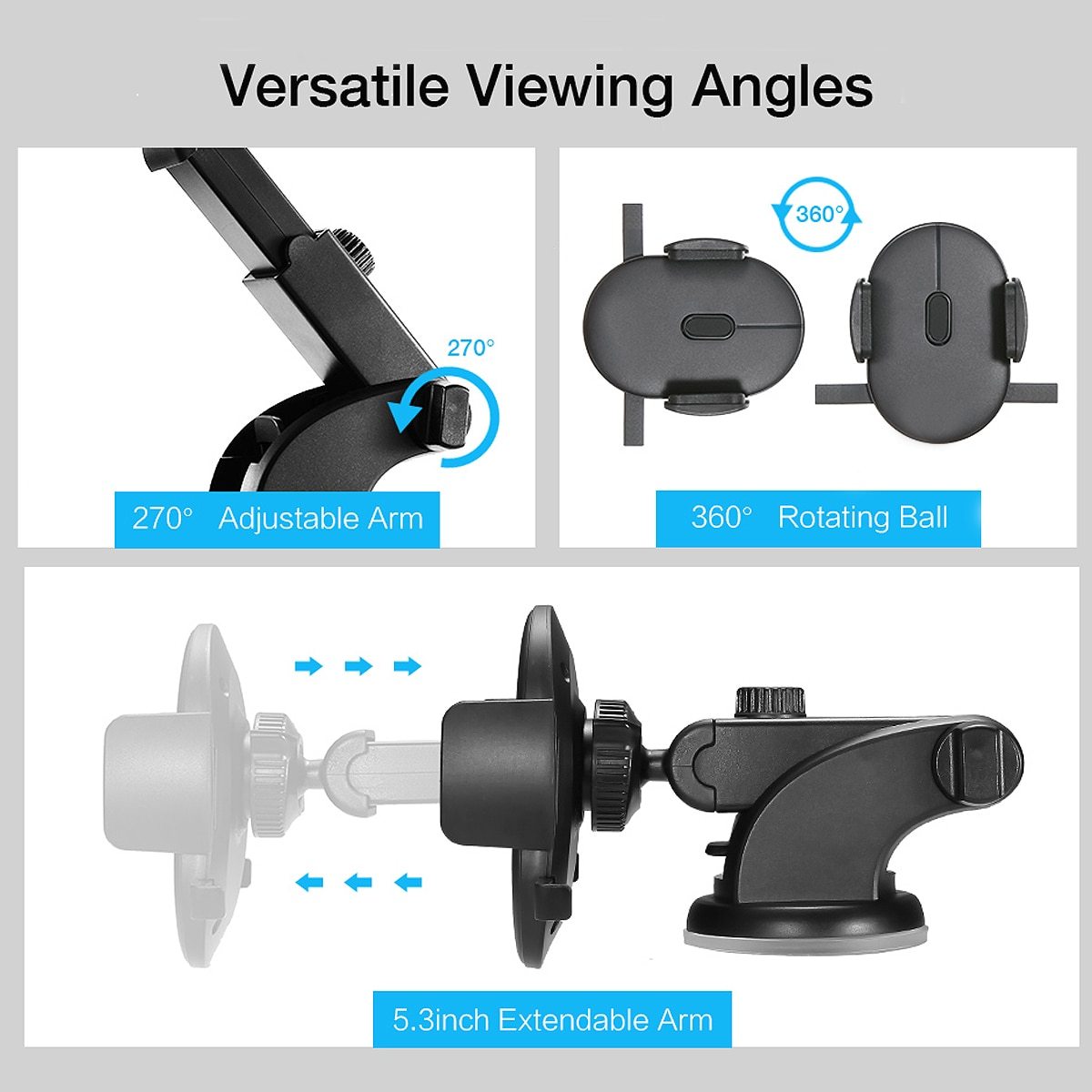 Sturdy Adjustable Long Rod Car Phone Holder – Telescopic Dashboard Suction Mount for Secure Hands-Free Driving - GFMR TradeWorks