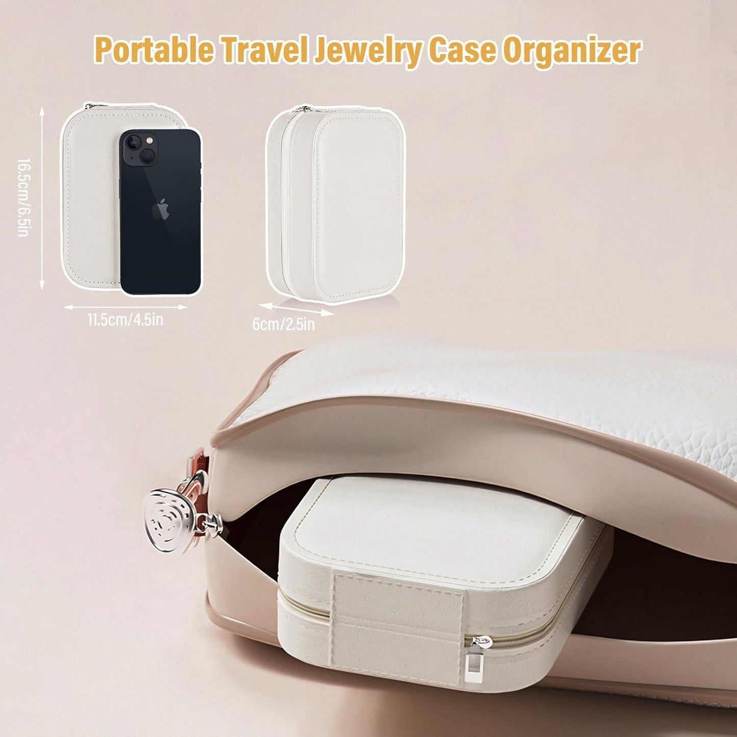 White Jewellery Box with LED Mirror – Elegant Organiser for Rings, Earrings & Makeup
