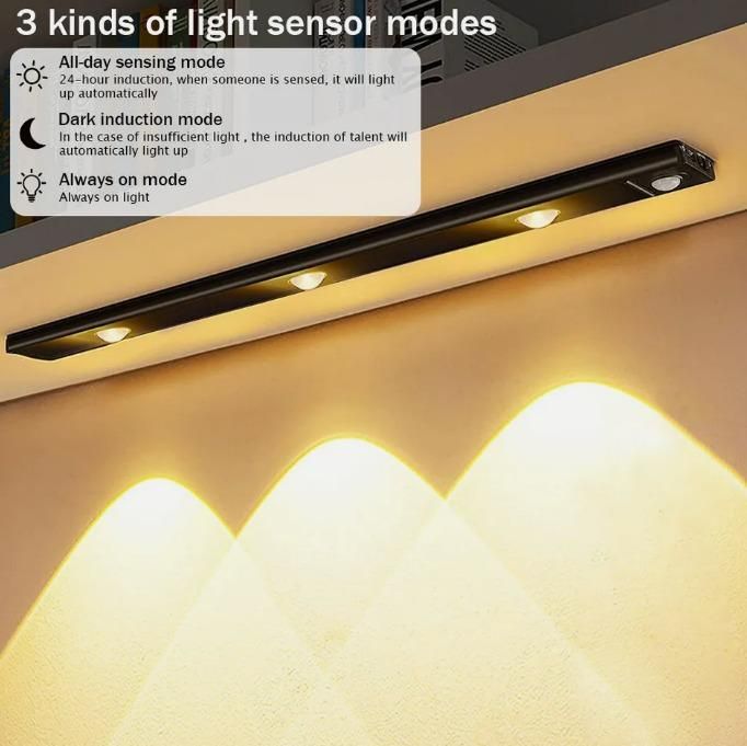 LED Motion Sensor Cabinet Light – Rechargeable, Wireless, Warm & White Light Modes