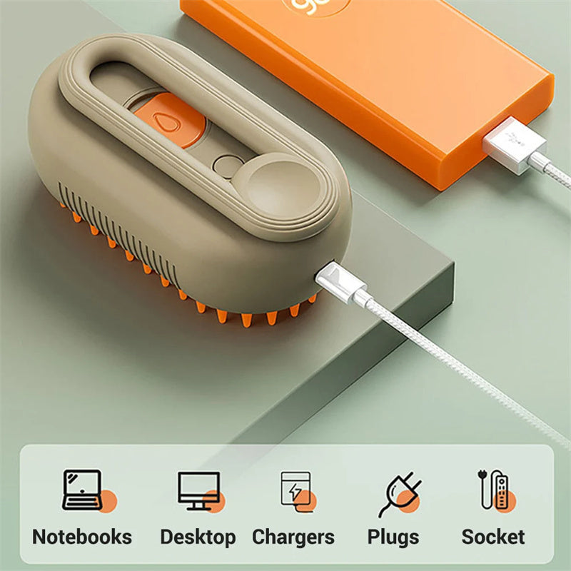 3-in-1 Electric Steam Pet Brush — Hair Removal, Grooming, and Massage for Cats & Dogs - GFMR TradeWorks