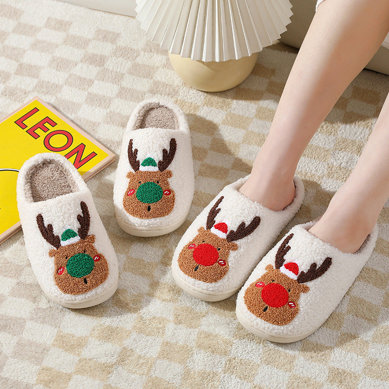Cozy Christmas Elk Slippers - Soft Winter Home Slip-On Bedroom Shoes - GFMR TradeWorks