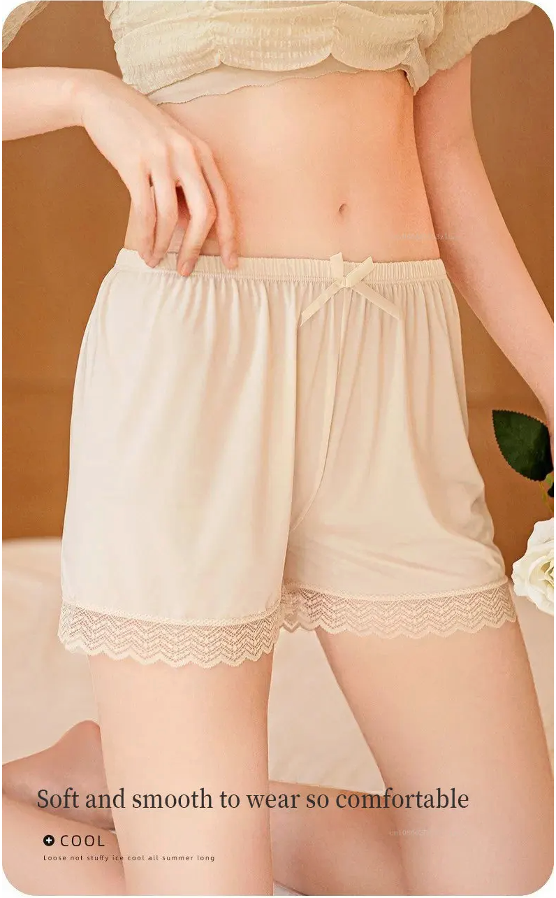 Women’s Lace Ice-Silk Shorts | Soft, Breathable & Stylish Comfort Wear for Home & Daily Outings
