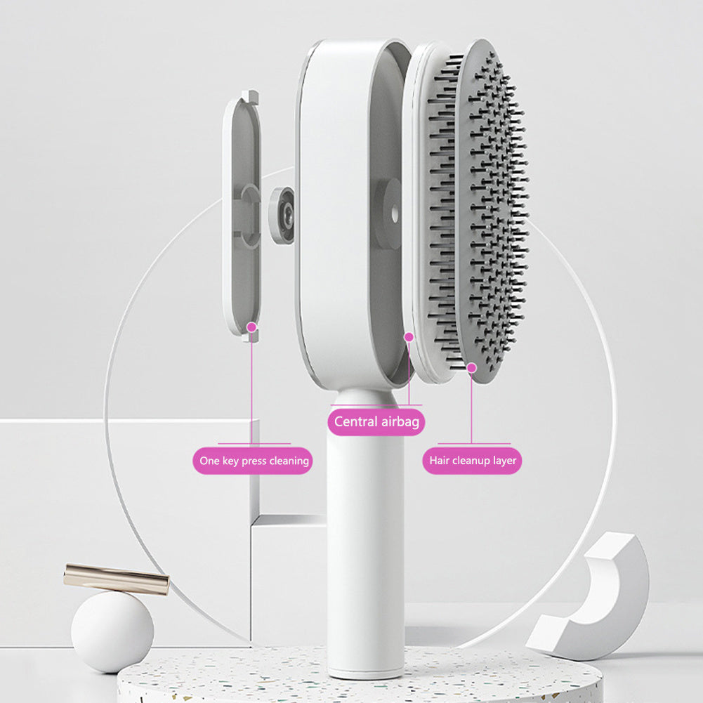 Self-Cleaning Hair Brush for Women — One-Key Hair Removal & Scalp Massage - GFMR TradeWorks