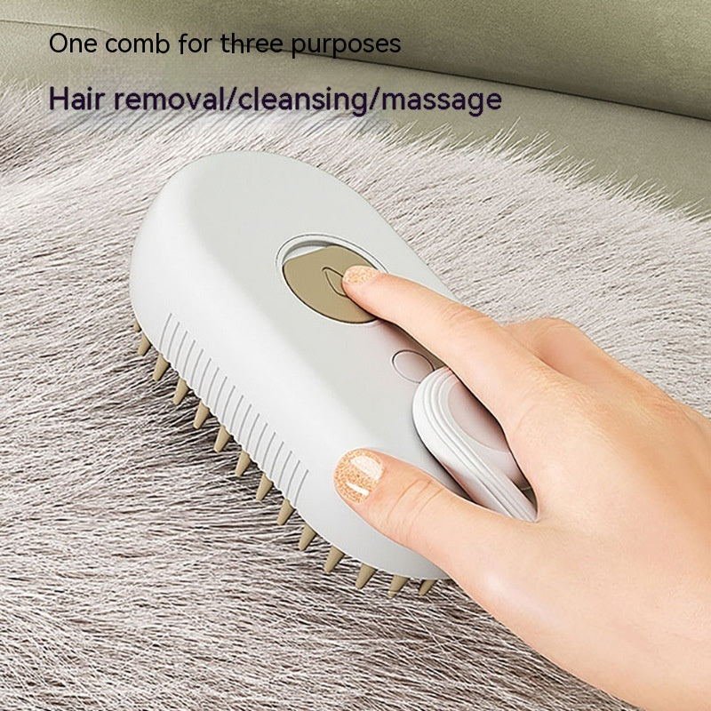 3-in-1 Electric Steam Pet Brush — Hair Removal, Grooming, and Massage for Cats & Dogs - GFMR TradeWorks