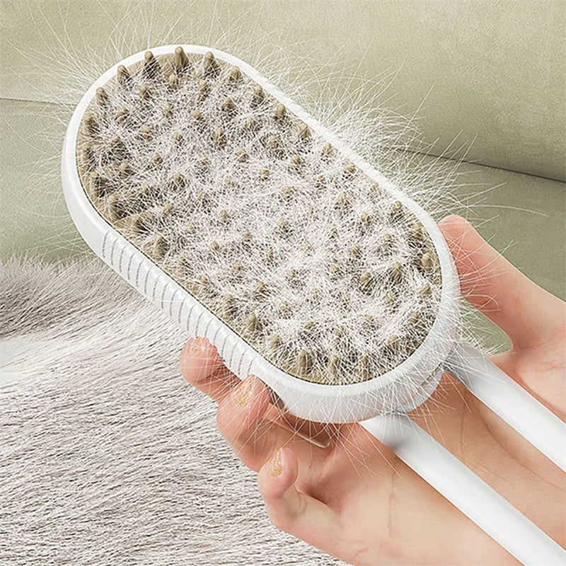 3-in-1 Electric Steam Pet Brush — Hair Removal, Grooming, and Massage for Cats & Dogs - GFMR TradeWorks