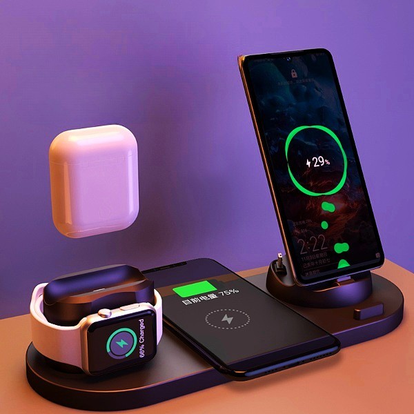 6-in-1 Fast Wireless Charging Dock – Power iPhone, Watch & More in One Sleek Pad - GFMR TradeWorks