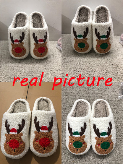 Cozy Christmas Elk Slippers - Soft Winter Home Slip-On Bedroom Shoes - GFMR TradeWorks