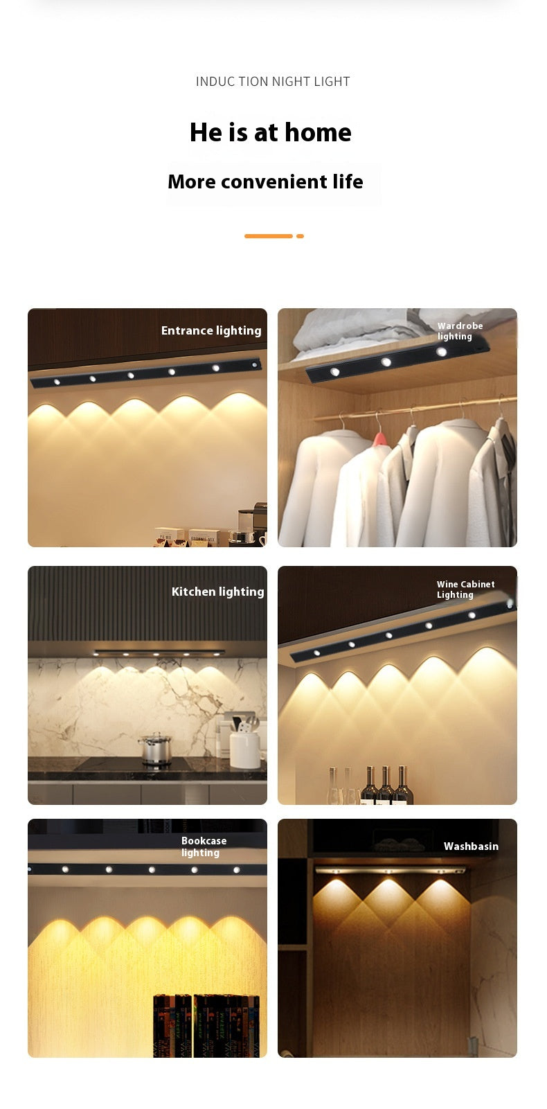LED Motion Sensor Cabinet Light – Rechargeable, Wireless, Warm & White Light Modes