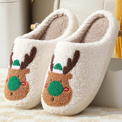 Cozy Christmas Elk Slippers - Soft Winter Home Slip-On Bedroom Shoes - GFMR TradeWorks