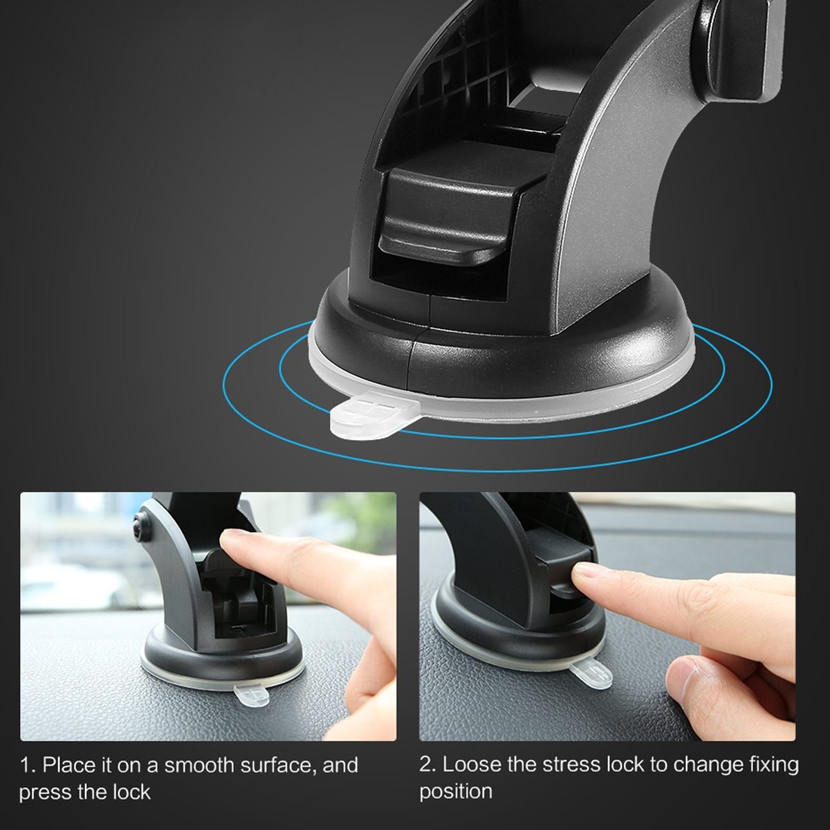 Sturdy Adjustable Long Rod Car Phone Holder – Telescopic Dashboard Suction Mount for Secure Hands-Free Driving - GFMR TradeWorks