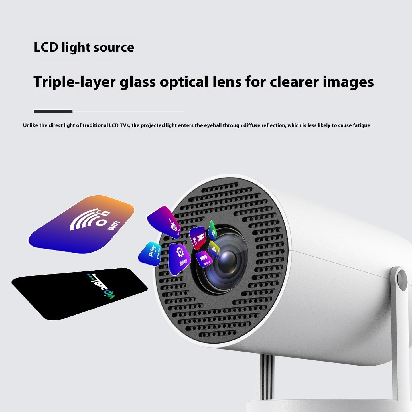 Compact Portable Projector – 180° Wide-Angle Auto-Focus Home Theater Cinema