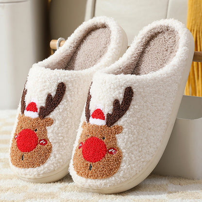 Cozy Christmas Elk Slippers - Soft Winter Home Slip-On Bedroom Shoes - GFMR TradeWorks