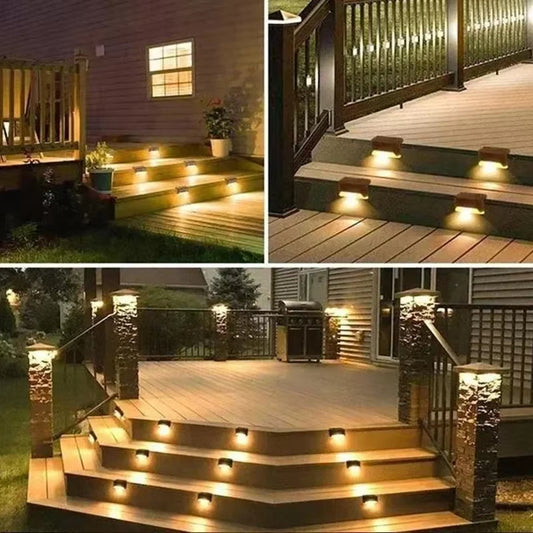 Solar Powered Outdoor Step & Balcony Lights | No-Wiring Waterproof LEDs for Garden, Pathways, Stairs & Home Safety (Pack Of 4 / 8)