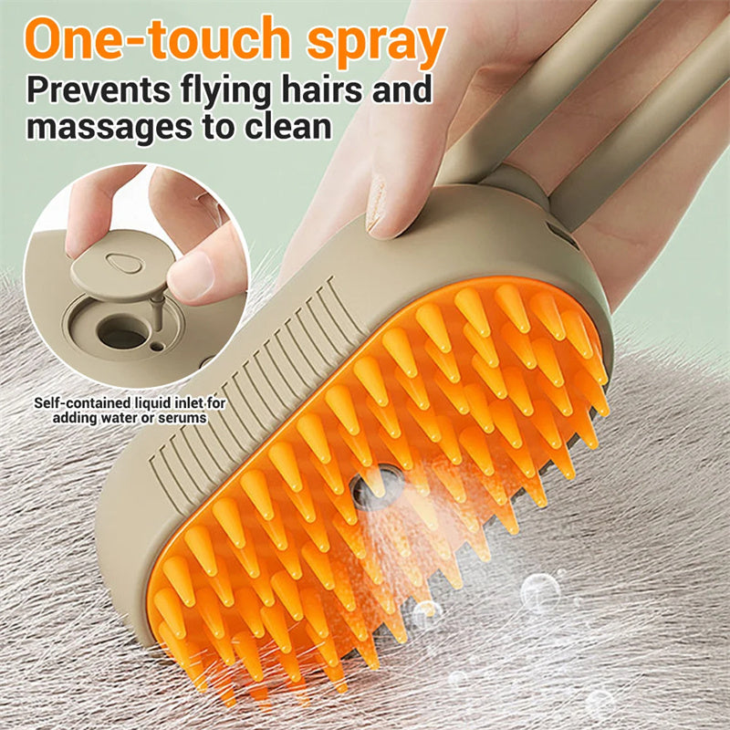 3-in-1 Electric Steam Pet Brush — Hair Removal, Grooming, and Massage for Cats & Dogs - GFMR TradeWorks