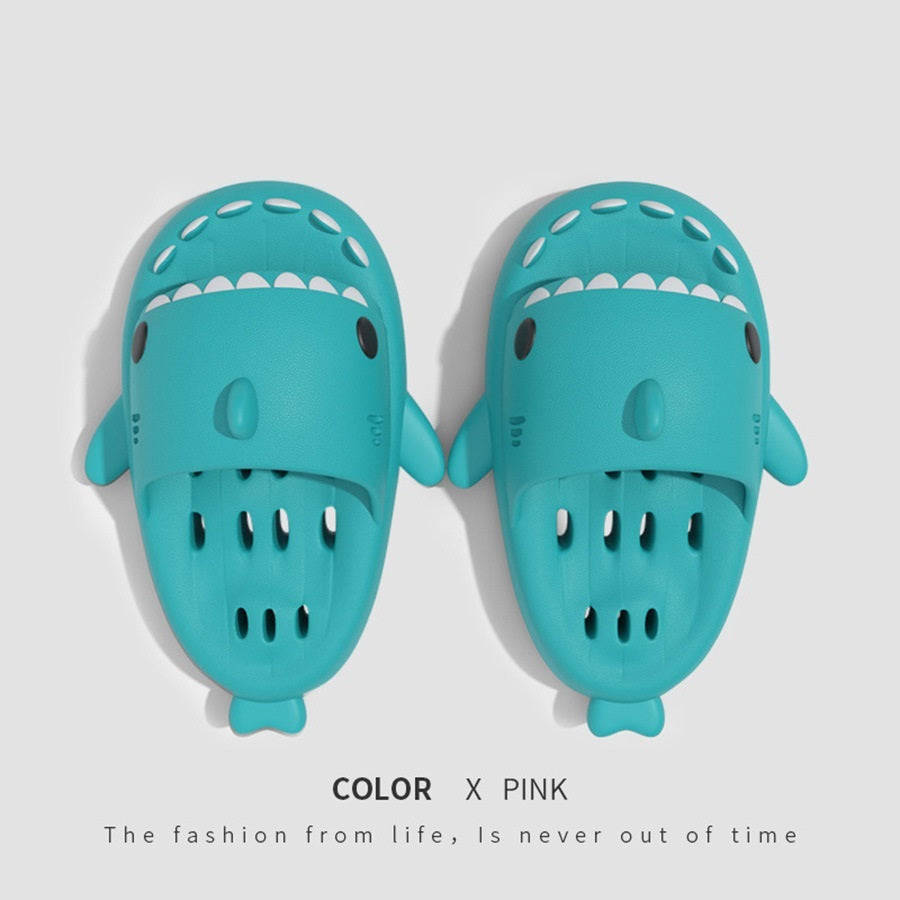 Shark Slippers with Drain Holes — Unisex Quick-Drying Pool & Beach Slides