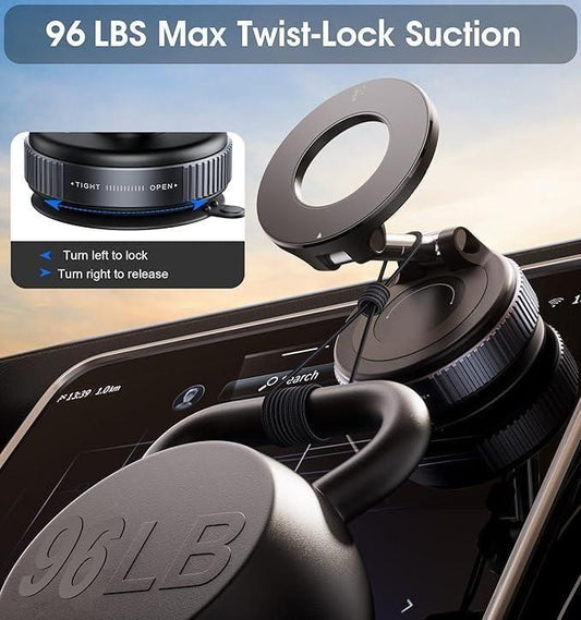 Magnetic Vacuum Suction Phone Holder – Hands-Free, Compact & Ultra-Stable Mount