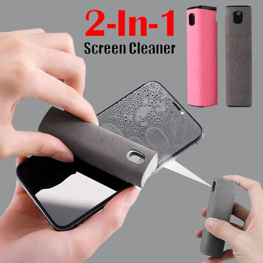 2-in-1 Portable Mobile & Computer Screen Cleaner with Integrated Storage - All in One Cleaning Solution
