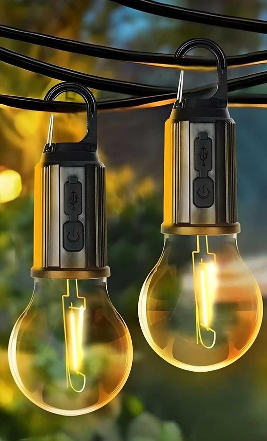 Rechargeable Hanging LED Camping Bulb – 3 Mode Tent Lamp with Fast USB-C Charging (Pack of 2)