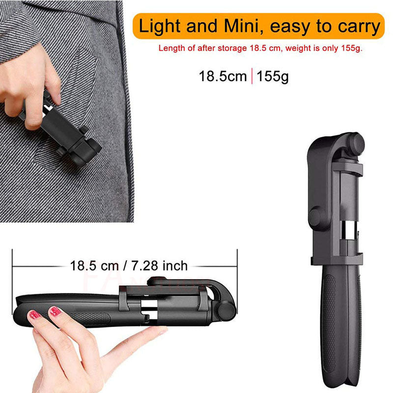 Universal Bluetooth Selfie Stick & Tripod - Live Streaming Ready with Adjustable Triangle Bracket - GFMR TradeWorks