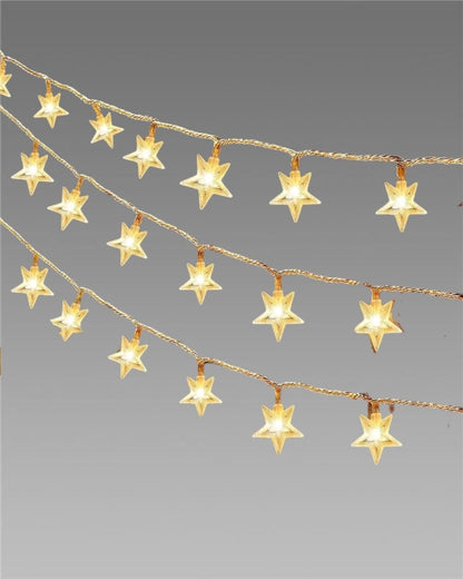 LED Star String Fairy Lights – Warm White Waterproof Decorative Lights for Home, Diwali, Christmas & Parties