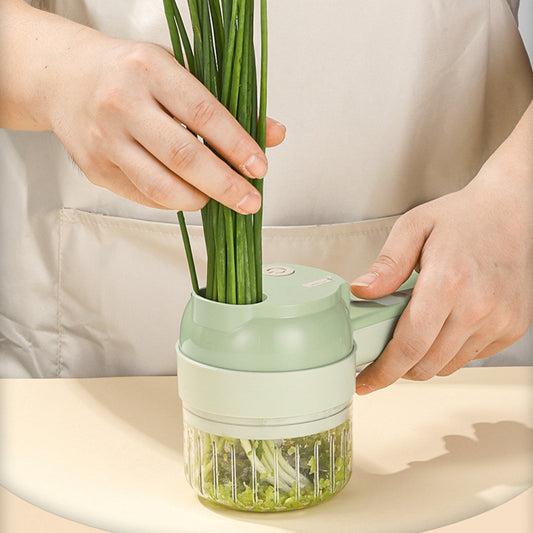 4-in-1 Portable Electric Vegetable Cutter & Food Chopper – Wireless, Rechargeable & Multifunctional for Effortless Cooking
