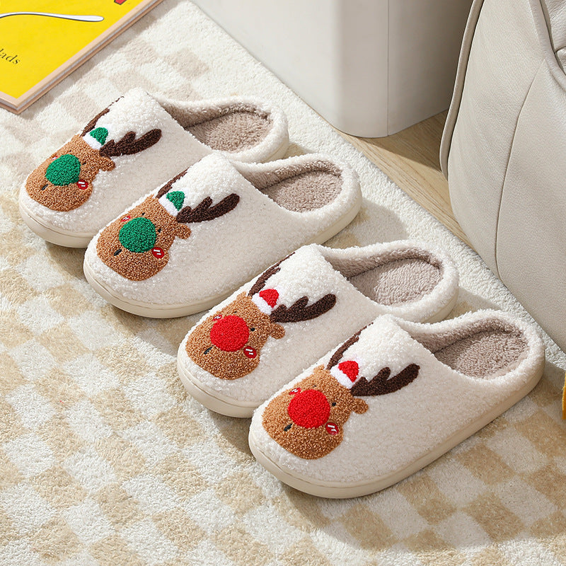 Cozy Christmas Elk Slippers - Soft Winter Home Slip-On Bedroom Shoes - GFMR TradeWorks