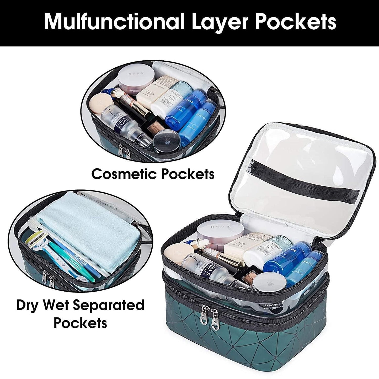 2-Layer Premium Travel Kit Bag | Waterproof Organiser for Cosmetics, Medicines, Makeup & Essentials