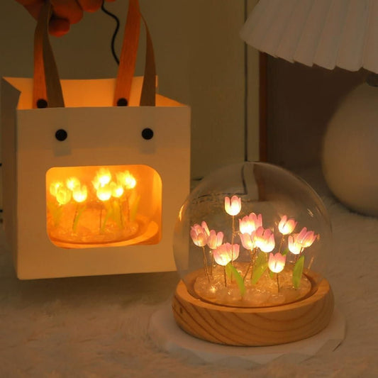 Round Tulip Touch Lamp – Decorative Night Light for Home, Festival & Gifting