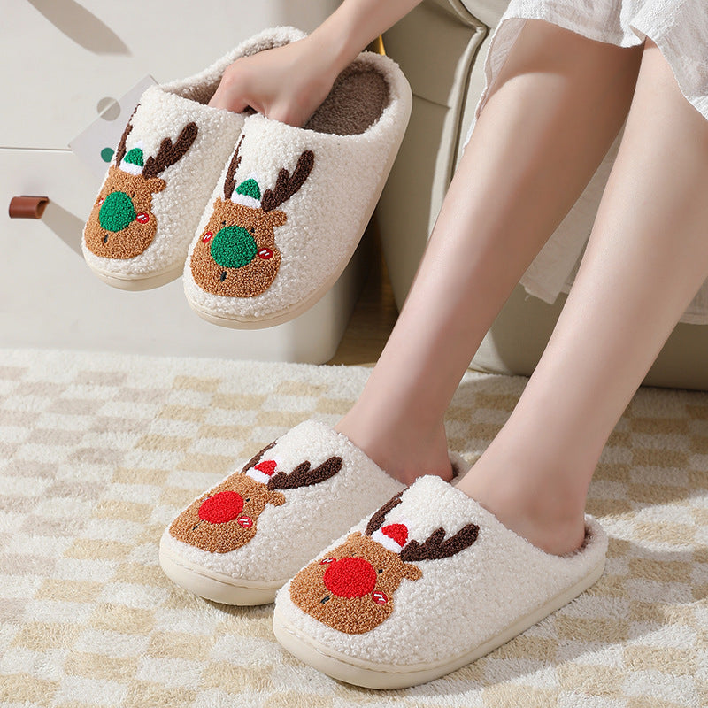 Cozy Christmas Elk Slippers - Soft Winter Home Slip-On Bedroom Shoes - GFMR TradeWorks