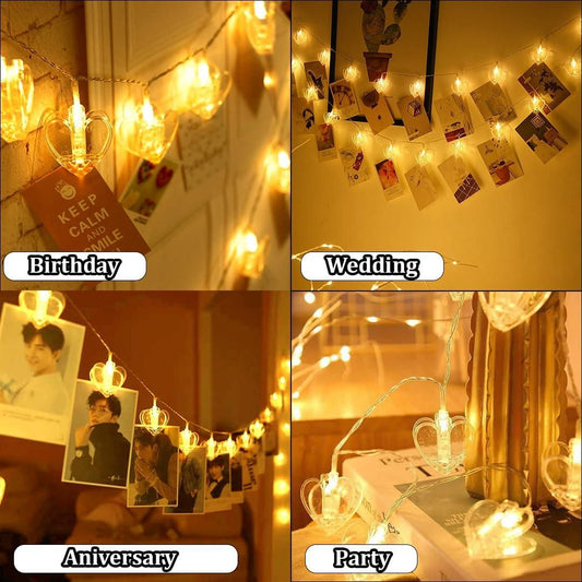 Heart Shaped LED String Lights – Warm White Decorative Lights for Home, Parties & Festivals