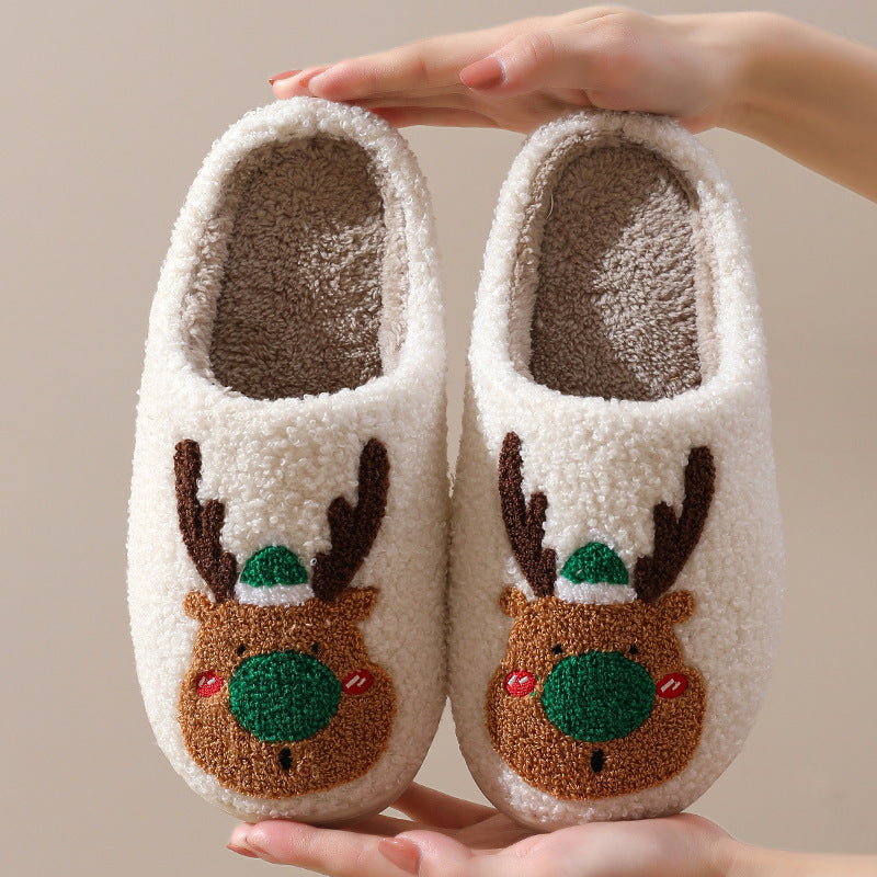Cozy Christmas Elk Slippers - Soft Winter Home Slip-On Bedroom Shoes - GFMR TradeWorks
