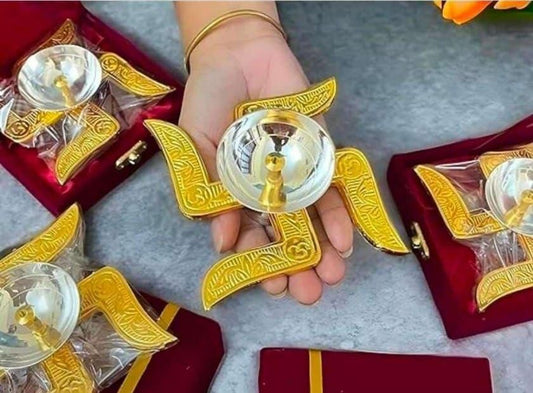 Brass Swastik Diya – Auspicious Traditional Oil Lamp for Pooja & Home Décor