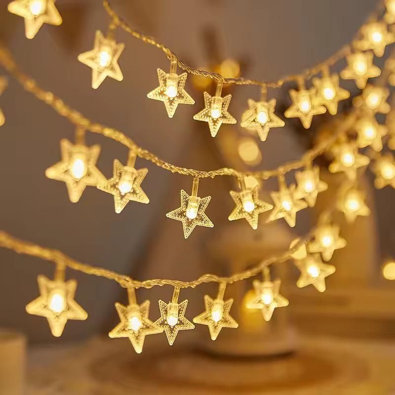 LED Star String Fairy Lights – Warm White Waterproof Decorative Lights for Home, Diwali, Christmas & Parties
