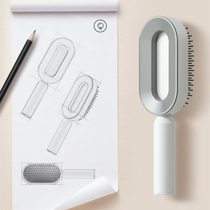 Self-Cleaning Hair Brush for Women — One-Key Hair Removal & Scalp Massage - GFMR TradeWorks