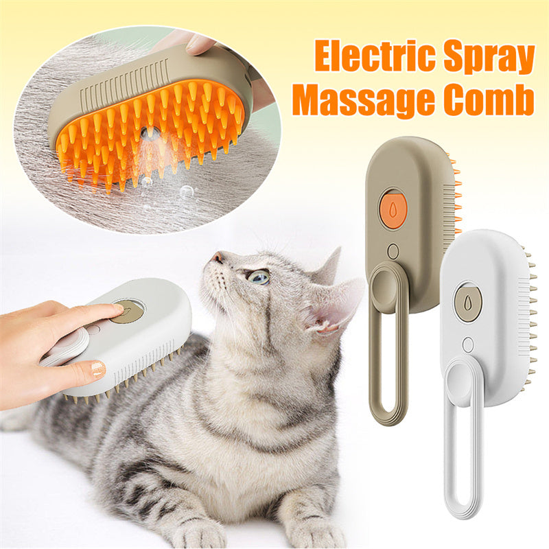 3-in-1 Electric Steam Pet Brush — Hair Removal, Grooming, and Massage for Cats & Dogs - GFMR TradeWorks