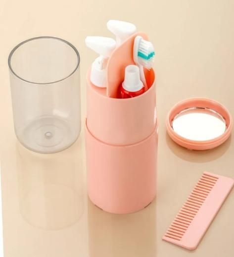 6-in-1 Portable Travel Kit – Toothbrush, Dispenser, Comb, Mirror & Organizer for Smart Travel