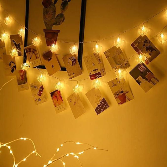 Heart Shaped LED String Lights – Warm White Decorative Lights for Home, Parties & Festivals