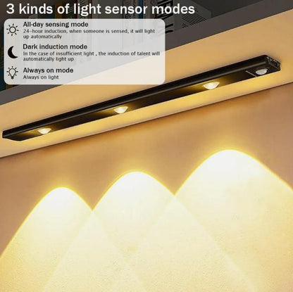 LED Motion Sensor Cabinet Light – Rechargeable, Wireless, Warm & White Light Modes