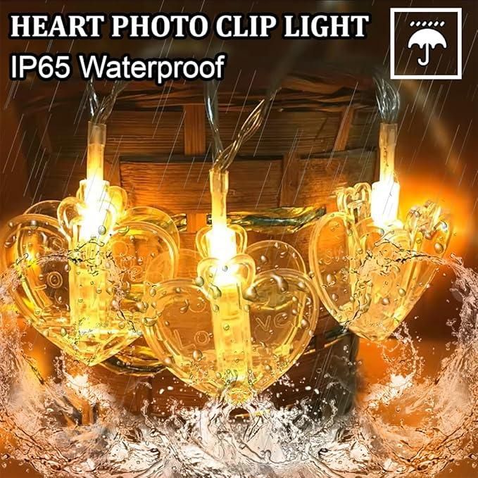 Heart Shaped LED String Lights – Warm White Decorative Lights for Home, Parties & Festivals