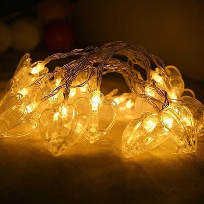 Heart Shaped LED String Lights – Warm White Decorative Lights for Home, Parties & Festivals