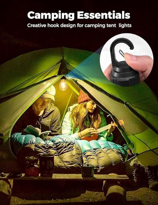 Rechargeable Hanging LED Camping Bulb – 3 Mode Tent Lamp with Fast USB-C Charging (Pack of 2)