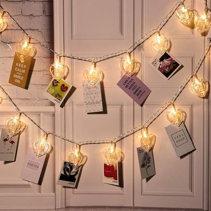 Heart Shaped LED String Lights – Warm White Decorative Lights for Home, Parties & Festivals