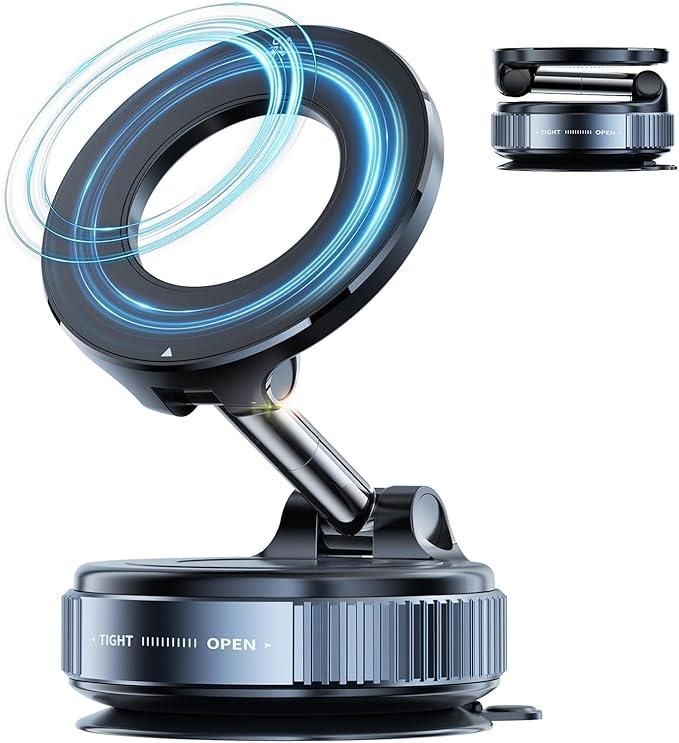 Magnetic Vacuum Suction Phone Holder – Hands-Free, Compact & Ultra-Stable Mount