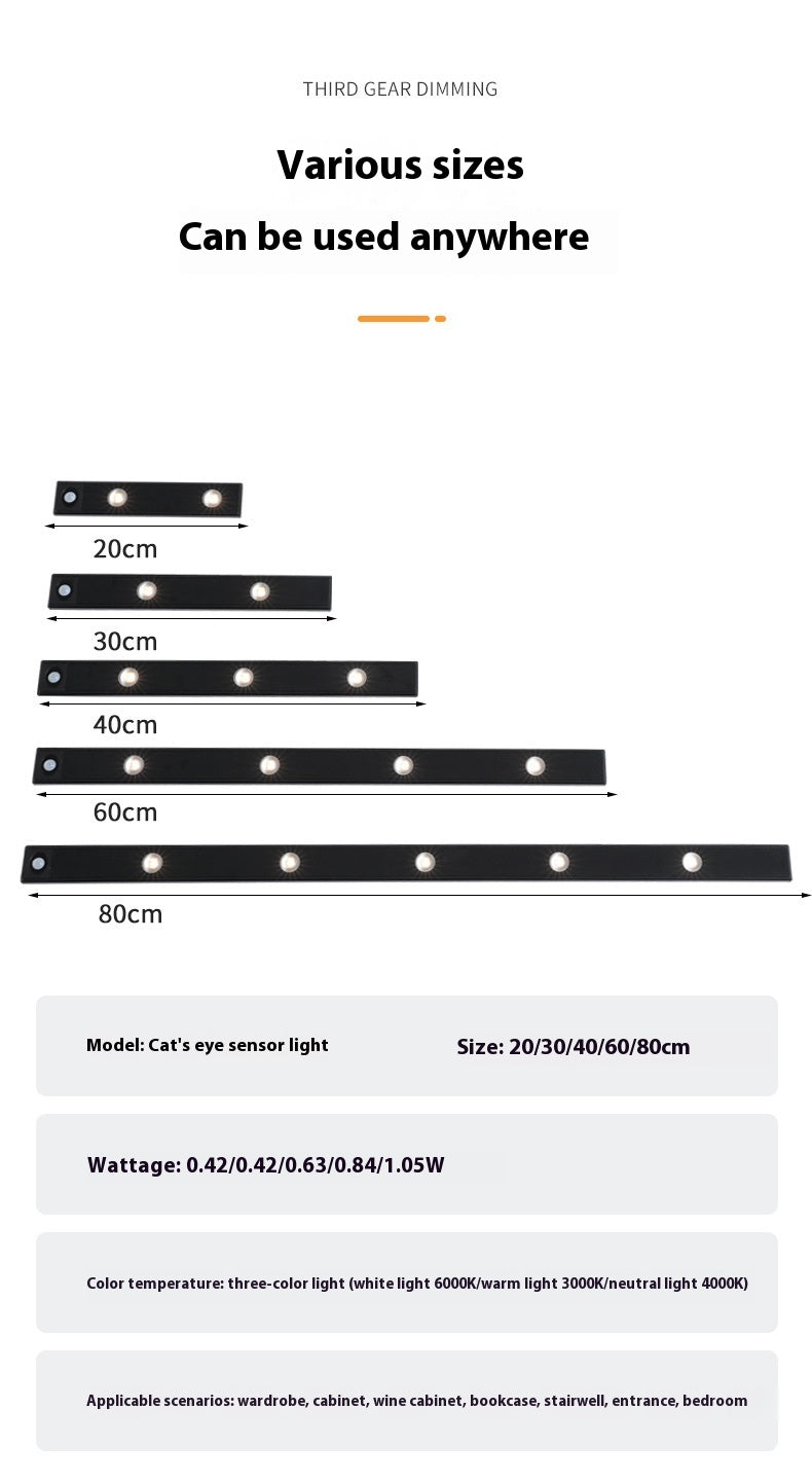 LED Motion Sensor Cabinet Light – Rechargeable, Wireless, Warm & White Light Modes