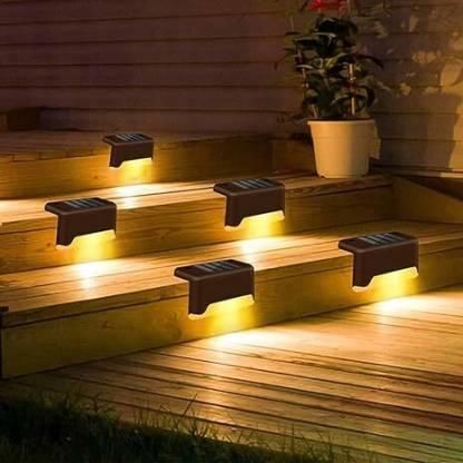 Solar Powered Outdoor Step & Balcony Lights | No-Wiring Waterproof LEDs for Garden, Pathways, Stairs & Home Safety (Pack Of 4 / 8)