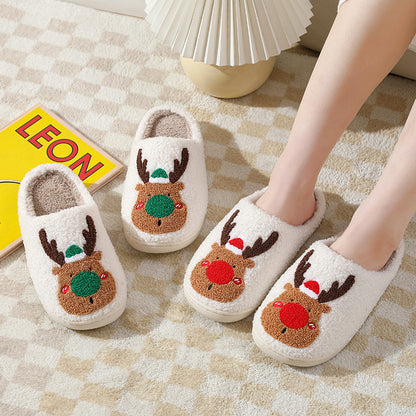 Cozy Christmas Elk Slippers - Soft Winter Home Slip-On Bedroom Shoes - GFMR TradeWorks